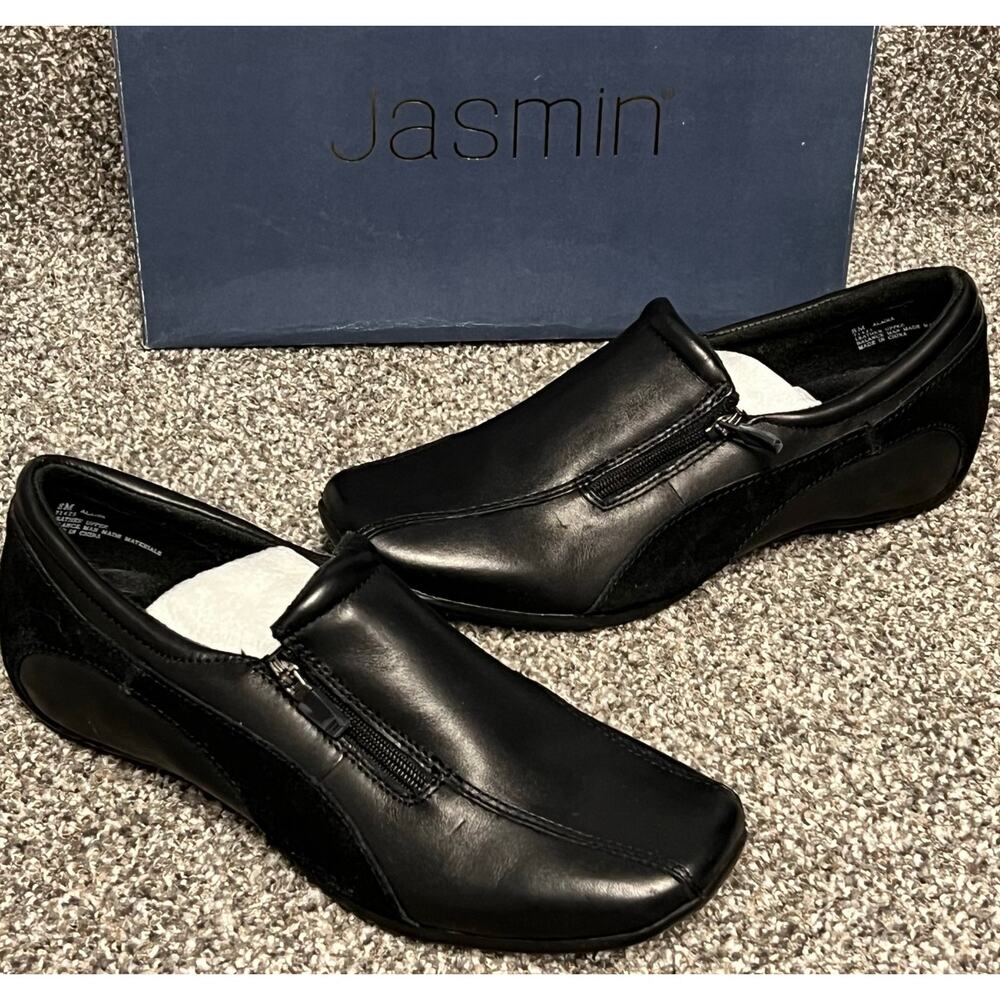 Jasmin Comfort Shoes Womens 8M Black Soft Suede‎ Leather Alaina Slip On Loafers